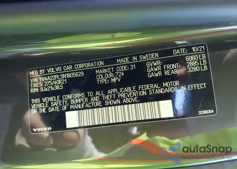 2022 Volvo Xc90 T6 Inscription 7 Passenger from USA, damaged, VIN YV4A22PL5N1805629